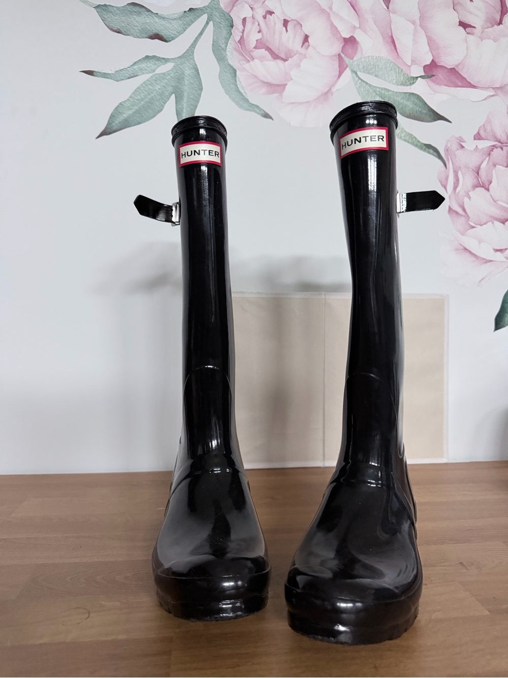 Hunter Black Gloss Tall Women's Rain Boots